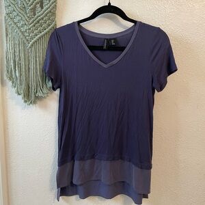 Cynthia Rowley Short Sleeve Layered Top in Deep Purple
